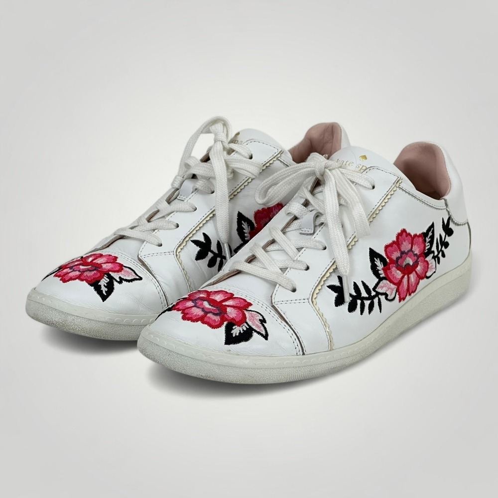 Kate Spade New York Shoes Womens Size 9.5 White Floral Embroidered‎ Sneakers